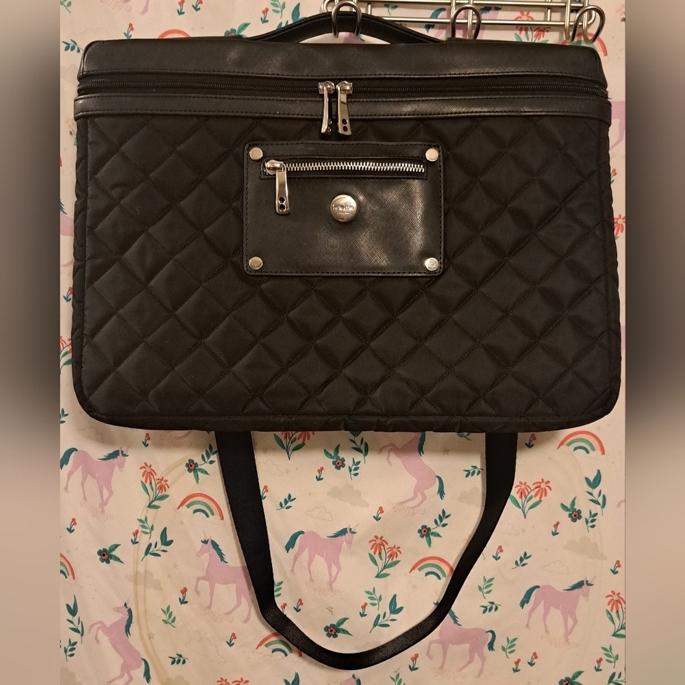 NWOT Knomo Black Quilted Velour Lined Laptop School Work Business Travel Bag